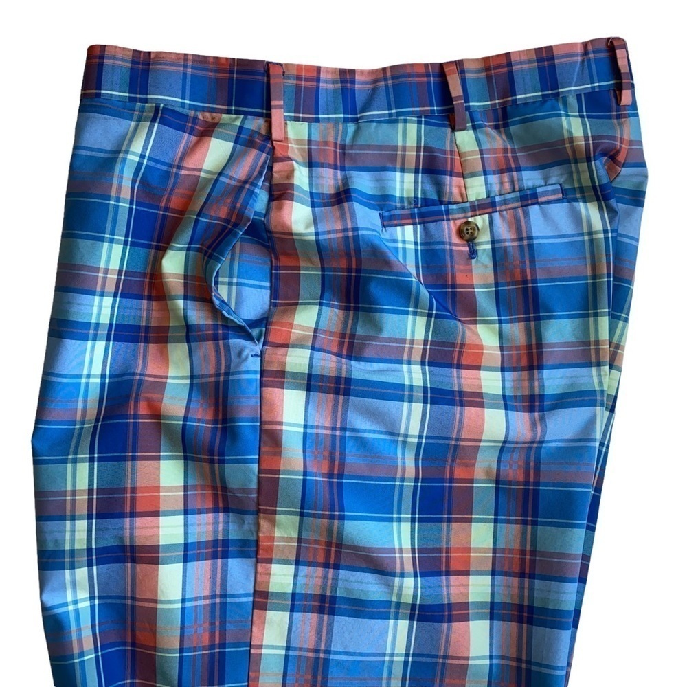 BH Golf Shorts men’s Blue Orange and Green Plaid - Picture 4 of 7